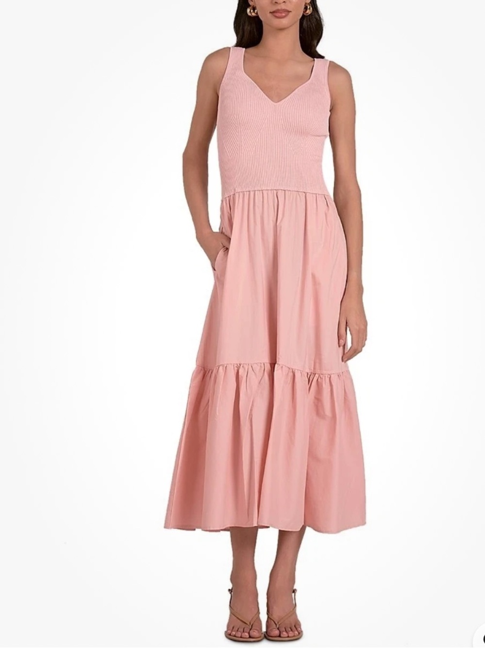 Elan Rhodes Tiered Skirt Ribbed Tank Top Maxi Dress